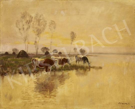 Eladó Olgyay Ferenc - Tehenek a vízparton festménye