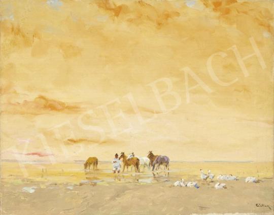 For sale  Csillag, József - Lake Balaton with Horses 's painting