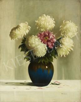  Signed Hollós K. - Still Life with Flowers (Chrysanthemum) 