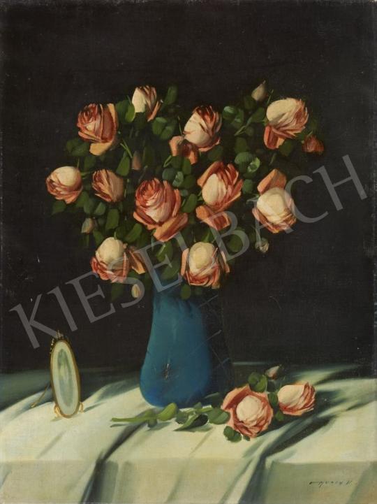 For sale Murin, Vilmos - Roses in a Blue Vase 's painting