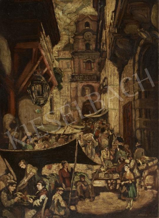 Károlyi Andor - Mediterrán piac festménye