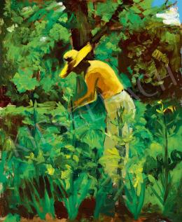 Tibor, Ernő - In the Sunny Garden (Gardener with Straw Hat) 