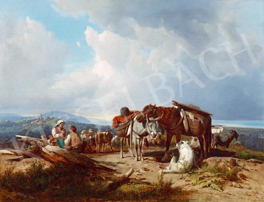 Markó András - Itáliai táj pihenő családdal, 1860 | 52. Tavaszi Aukció aukció / 173 tétel