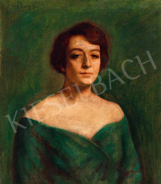  Czigány, Dezső - Woman in Green Dress | 52nd Spring Auction auction / 225 Lot