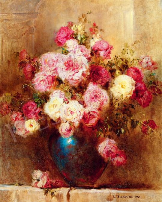  Dolányi Benczúr Ida - Nagy rózsás csendélet eozin vázában, 1944 | 52. Tavaszi Aukció aukció / 104 tétel