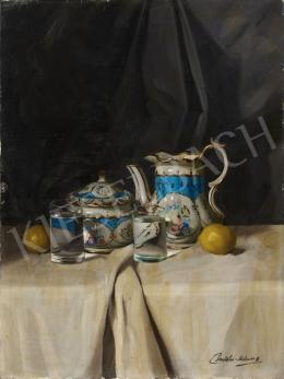  Pentelei Molnár, János - Still Life with Porcelain and Water Tumbler 