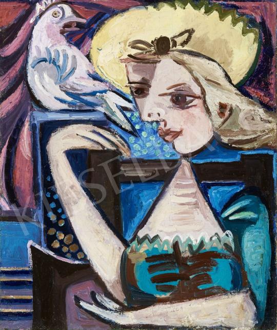 Eladó Zemplényi Magda - Lány galambbal (Hommage a Picasso), 1940-es évek festménye