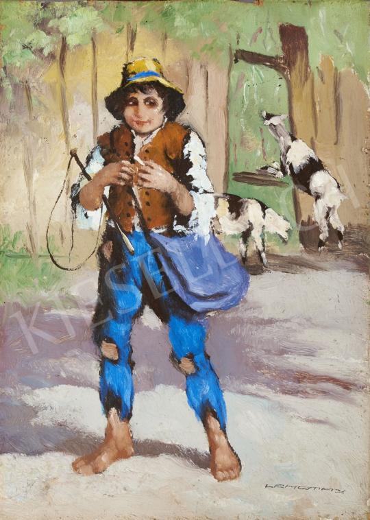 For sale  Signed Lehotay - Boy with a Haversack, c. 1930 's painting