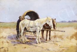  Signed Németh - Horses with a Wagon 