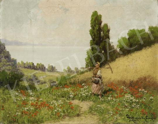 Neogrády, László - On a Meadow with Red Poppies painting