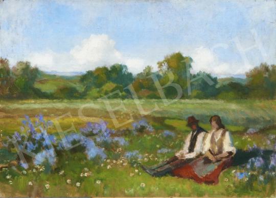 Balla, Béla - On the flowered Meadow (Couple) painting