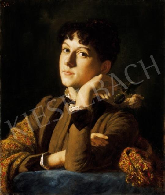 Körösfői Kriesch Aladár - Fiatal lány rózsával ( Abt Klotild portréja), 1887 | 24. Aukció aukció / 70 tétel