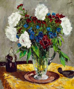 Biai-Föglein, István - Studio Still-Life with Red, White, Blue Flowers 