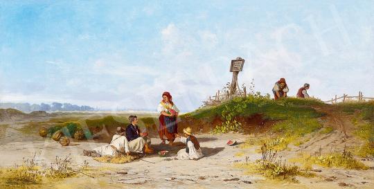 Böhm Pál - Beszélgetők a határban (Dinnyeevők), 1893 | 53. Őszi Aukció aukció / 125 tétel