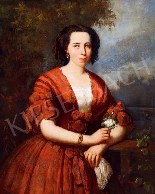  Jakobey Károly - Fiatal hölgy virággal, 1857 | 53. Őszi Aukció aukció / 162 tétel