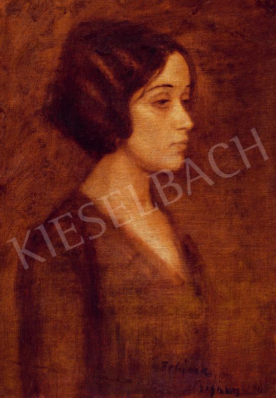  Czigány Dezső - Álmodozó fiatal hölgy, 1911 | 53. Őszi Aukció aukció / 173 tétel