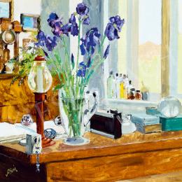 Biai-Föglein, István - Part of the Studio with Blue Irises 