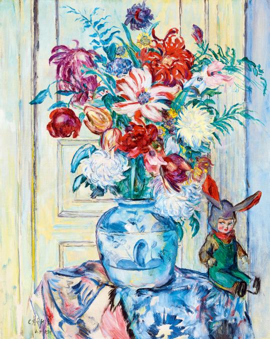  Csók, István - Still Life in the Studio with Chrysanthemum and Tulips, 1939 | 53rd Autumn Auction auction / 177 Lot