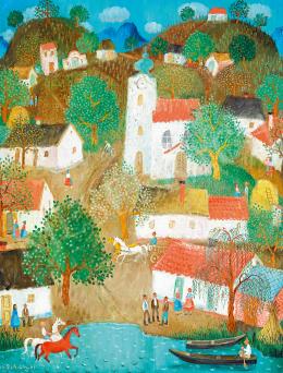 Pekáry, István - Hillside Landscape with a Village, 1967 