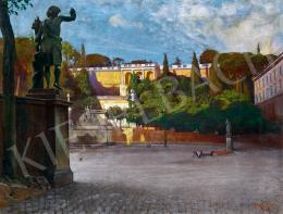  Olasz festő Domenico Giacinti jelzéssel - Róma, (Piazza del Popolo autómobillal), 1924 