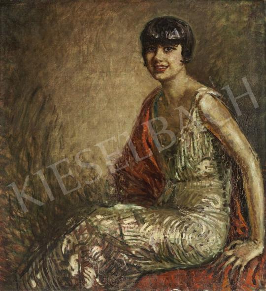 Márk Lajos - Bubifrizurás nő festménye