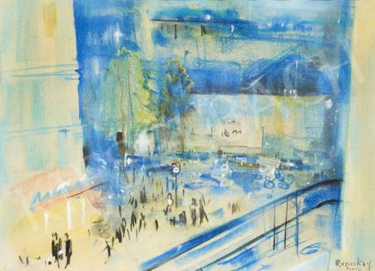  Ruzicskay György - Párizsi boulevard kávéházzal festménye