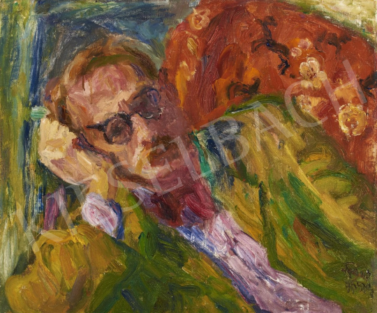  Frank, Frigyes - Elbowing Self-Portrait painting