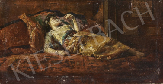 Eisenhut Ferenc - Ágyban fekvő keleti nő festménye
