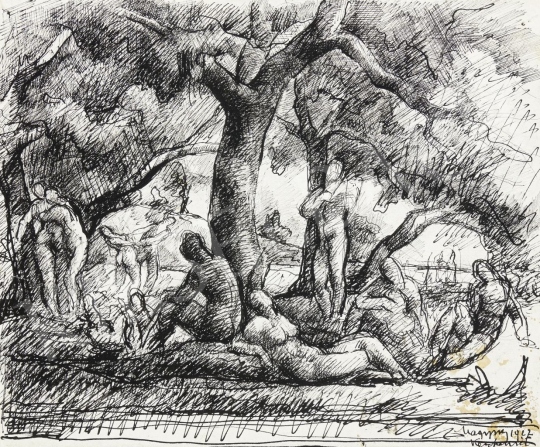 Zsögödi Nagy Imre - Aktok az erdőben, 1927 festménye