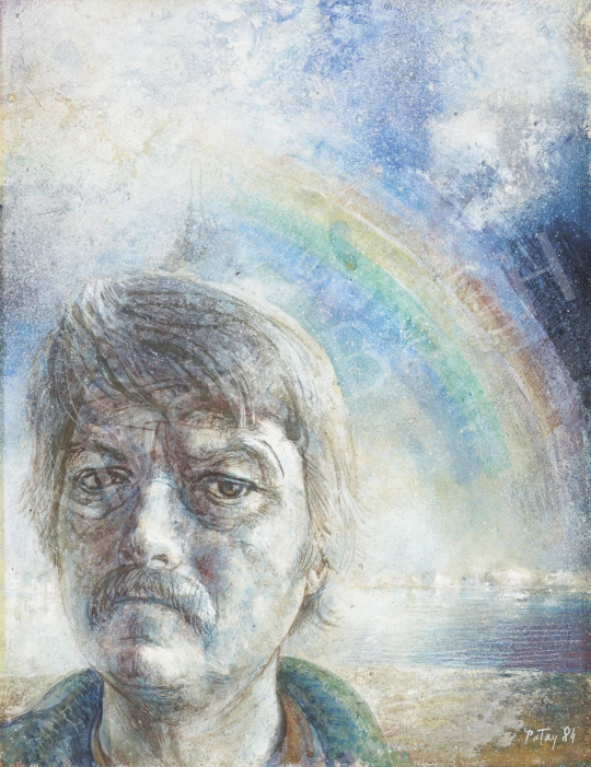  Patay László - Önarckép szivárvánnyal, 1984 festménye