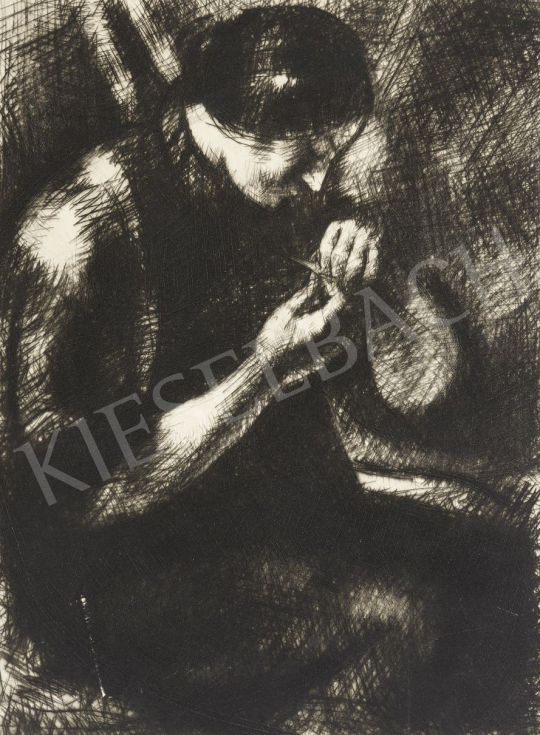 Uitz, Béla - Sewing Woman, 1916 painting