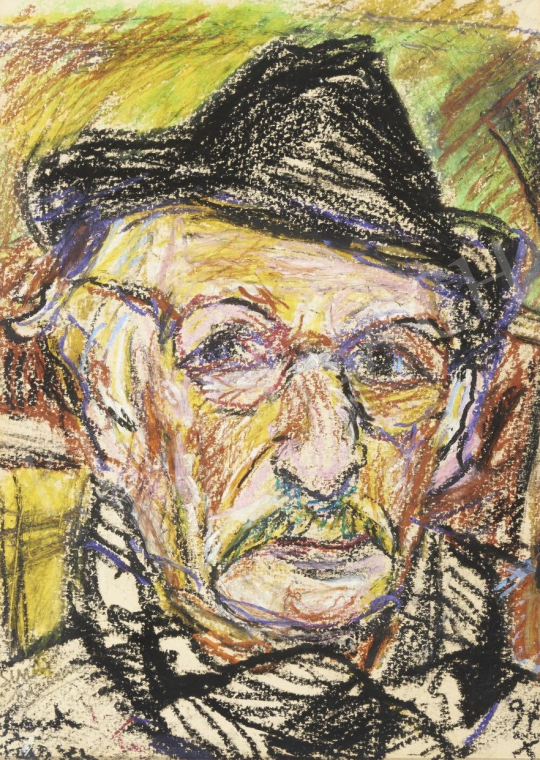  Frank, Frigyes - Self-Portrait with a Hat, 1970 painting