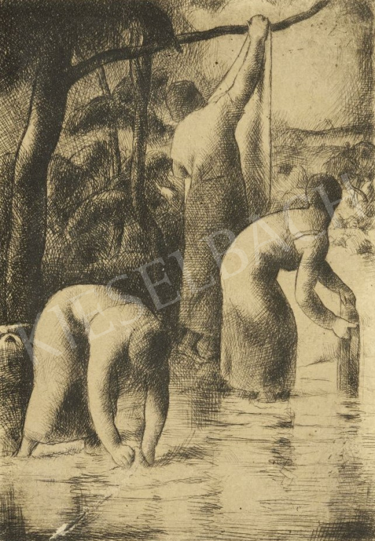  Patkó, Károly - Women Washing in the Brook, 1924 painting