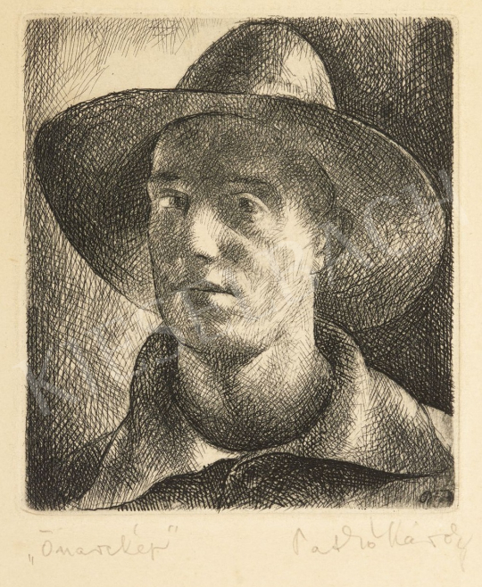  Patkó, Károly - Self-Portrait with a Hat painting