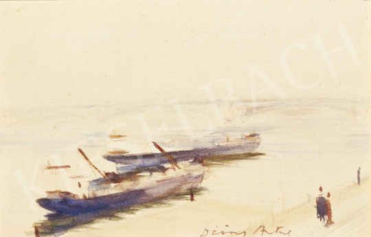 Diósy, Antal (Dióssy Antal) - Barges on Danube painting