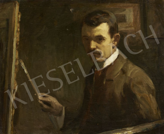  Nyilasy, Sándor - Self-Portrait with an Easel painting