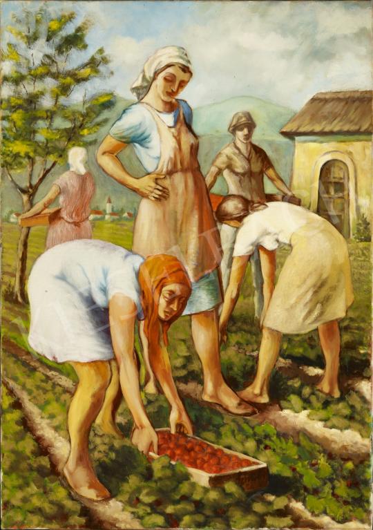  Schwer, Lajos - Strawberry-Picking painting