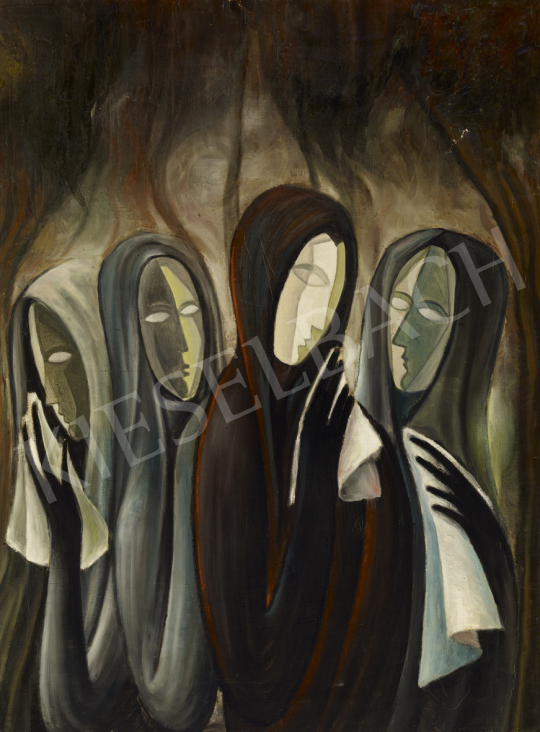  Schwer, Lajos - Four Women (Lamentation) painting