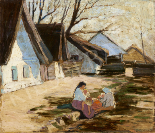  Unknown Hungarian painter, first third of the 20th - Sunny Yard painting