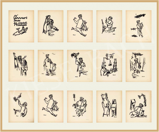  Ámos, Imre - Jewish Feasts, 1940 (14 original linocuts by Imre Ámos) | 54th Winter auction auction / 3 Lot