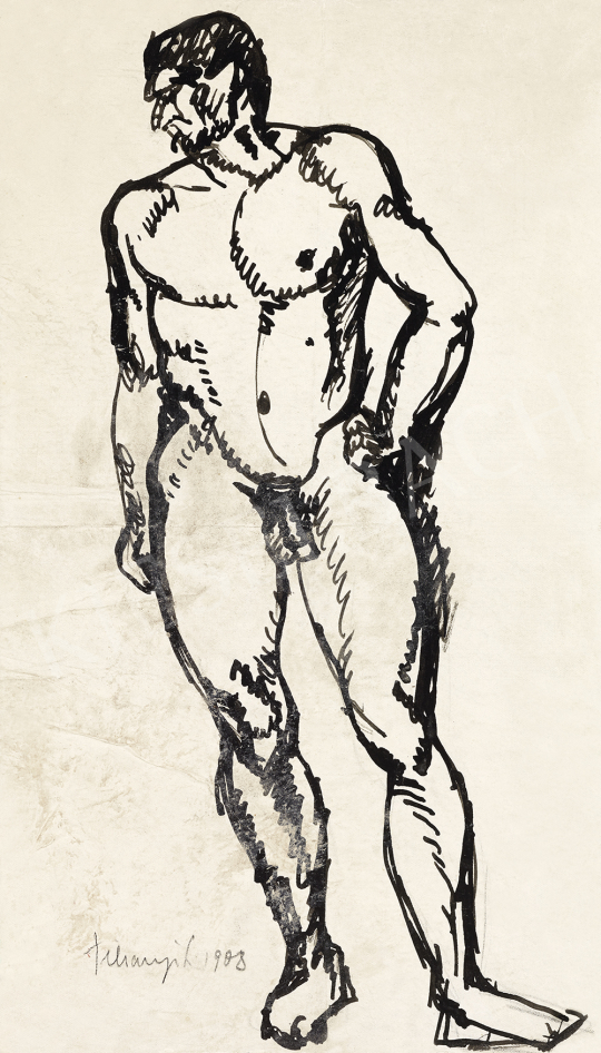 Tihanyi, Lajos, - Male Nude, 1908 | 54th Winter auction auction / 71 Lot
