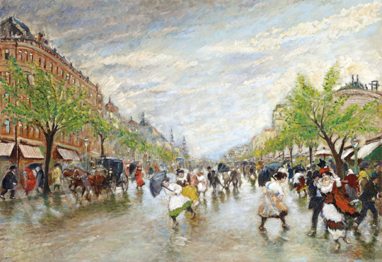  Berkes Antal - Boulevard tavaszi zápor után, 1915 | 54. Téli aukció aukció / 80 tétel