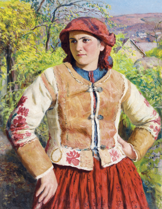  Glatz, Oszkár - Young Girl in Spring Landscape, 1943 | 54th Winter auction auction / 84 Lot