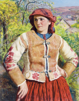  Glatz, Oszkár - Young Girl in Spring Landscape, 1943 