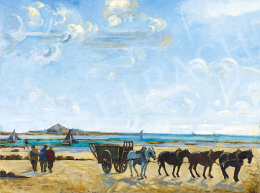  Réth Alfréd - Normandiai tengerpart vitorlásokkal, 1916 körül 