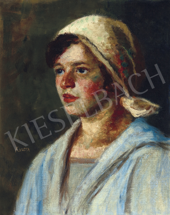  Koszta József - Kék blúzos lány (Annuska), 1920 körül | 54. Téli aukció aukció / 89 tétel