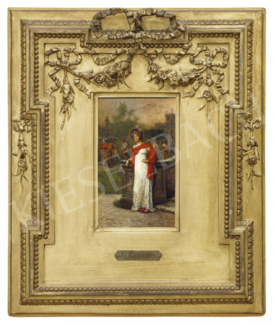  Kéméndy Jenő - Fiatal nő kastélyparkban, 1891 | 54. Téli aukció aukció / 97 tétel