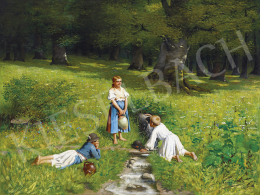  Szobonya, Mihály - At the Forest (Children at the Spring), 1890 