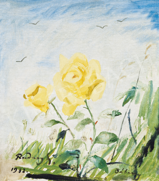  Rudnay Gyula - Különleges nézőpont (Kék égre pillantva, sárga rózsa), 1932 | 54. Téli aukció aukció / 114 tétel