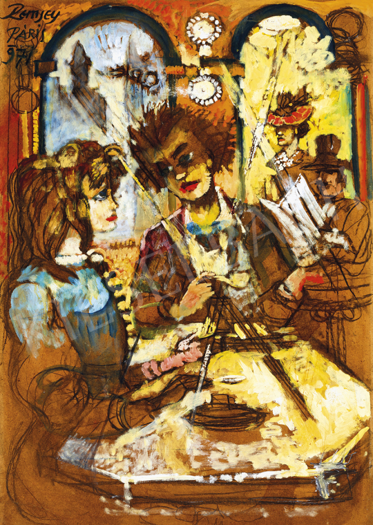  Remsey Jenő György - Párizsi kávézóban, 1971 | 54. Téli aukció aukció / 144 tétel